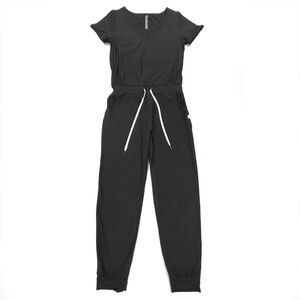 NEW Vuori All Day Romper Athletic Jumpsuit Black Heather Lounge Knit Athleisure